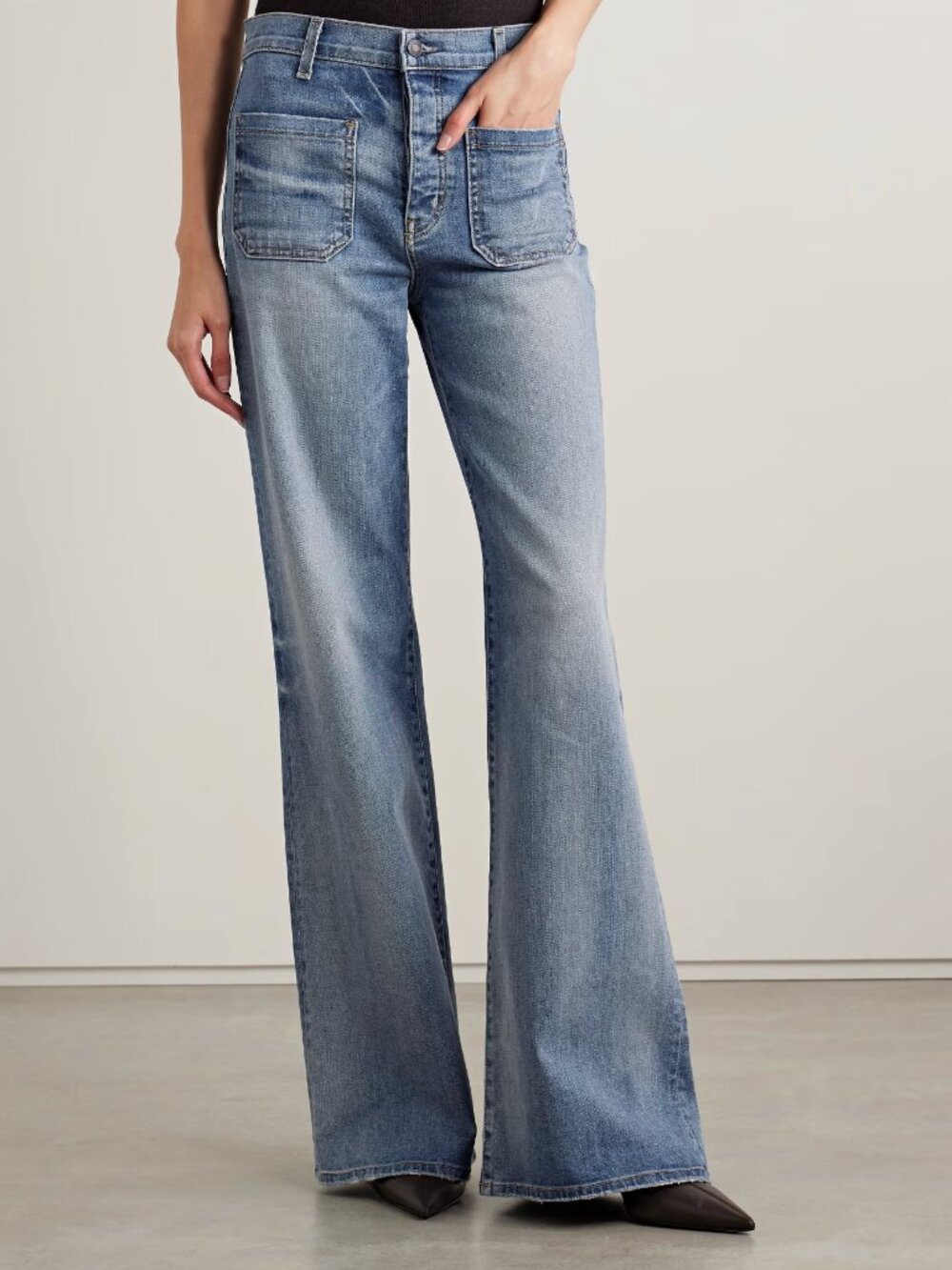 Nili Lotan Florence Distressed High-Rise Flared Jeans - Picture 3 of 11